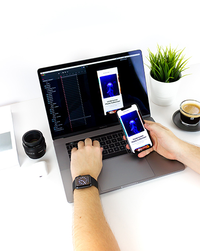 Code Orbit team working on innovative software solutions in modern office environment